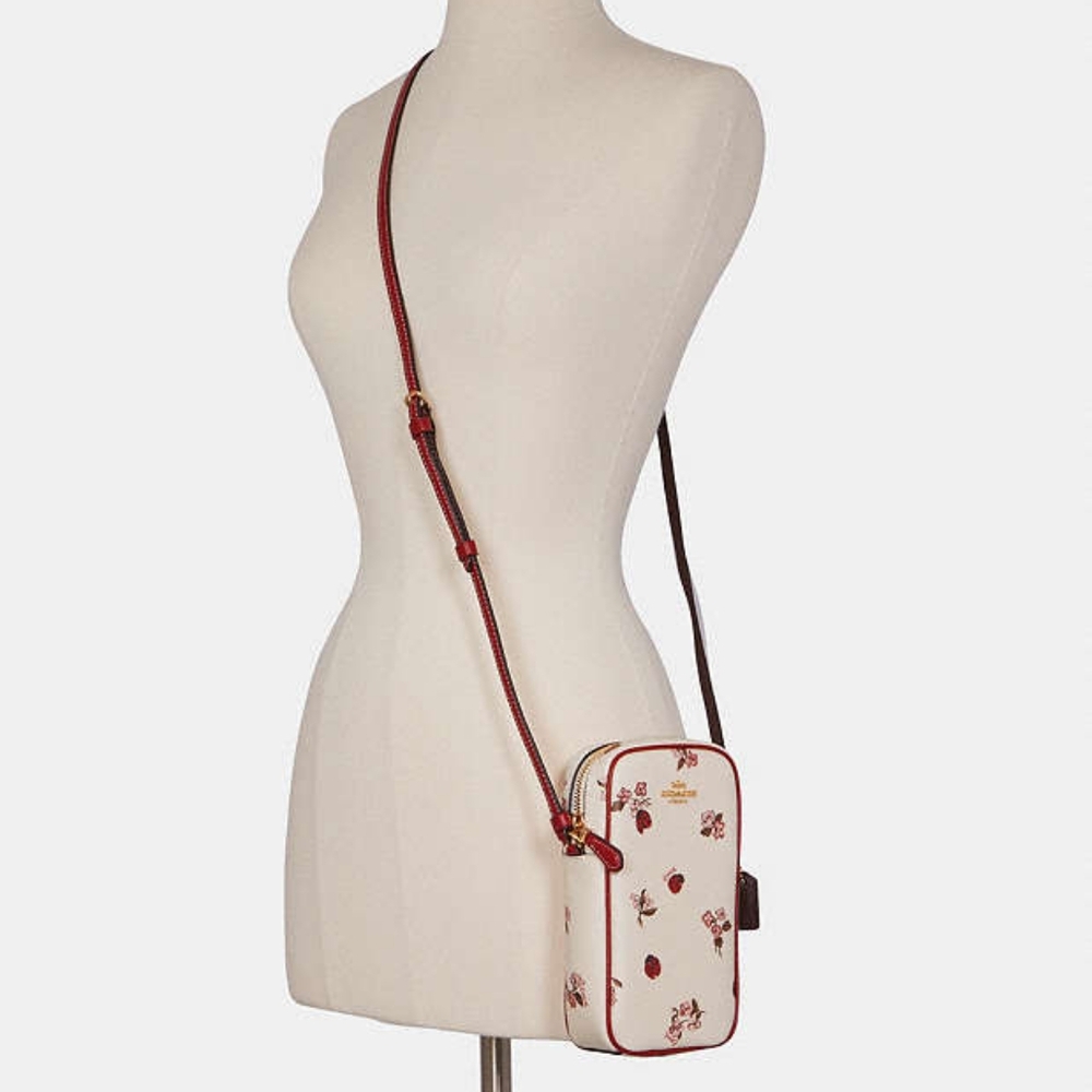 North/South Zip Phone Crossbody With Ladybug Floral Print - Picture 2 of 4
